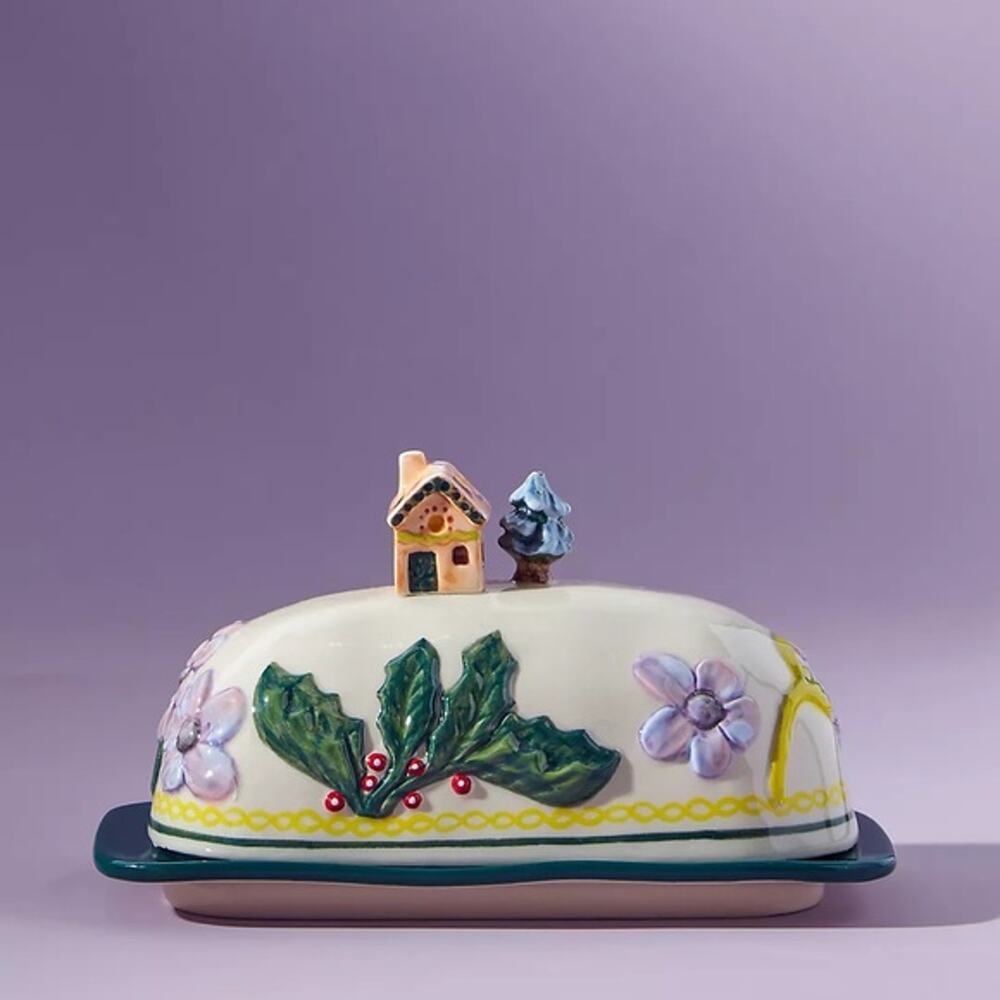 Anthropologie Nathalie Lete Cottage Butter Dish NEW